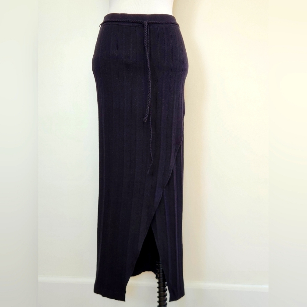NWT || ONE GREY DAY || Black, pencil, maxi, skirt, wrap, sweater, ribbed, size M